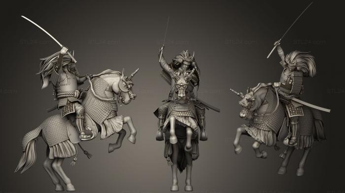 Статуэтки герои, монстры и демоны (Самурай, STKM_1134) 3D модель для ЧПУ станка